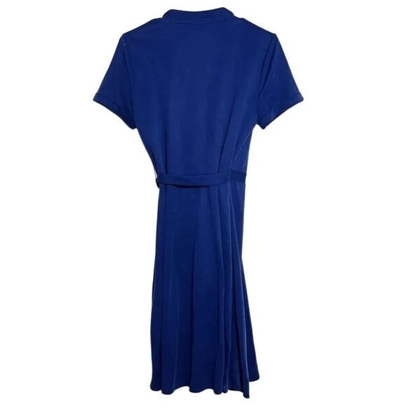 BCBGMaxAzria Collared Short Sleeve Wrap Dress Blue Size Small - Picture 2 of 4